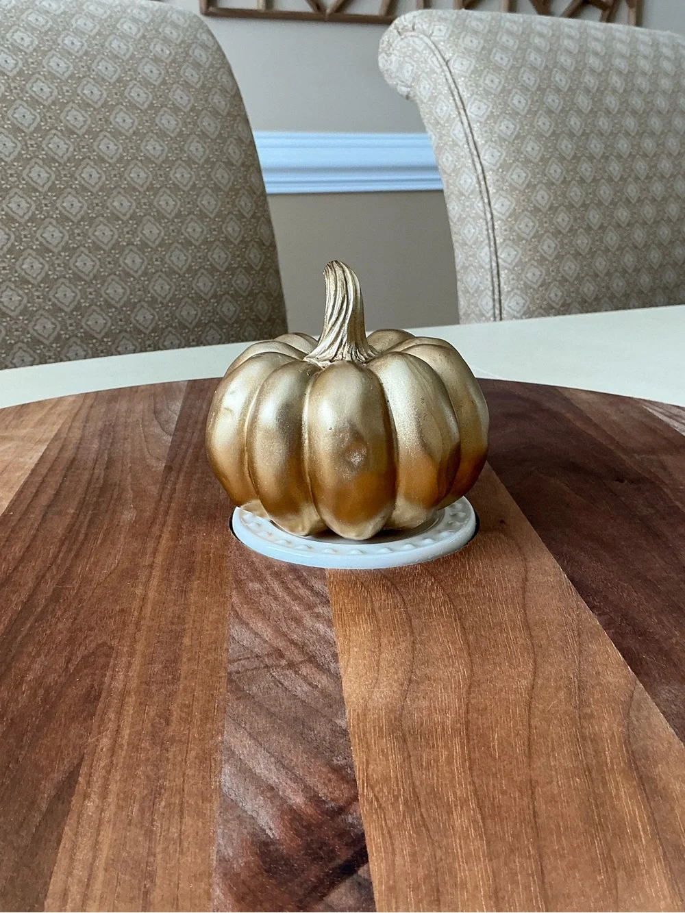 Large Gold Autumn Pumpkin Platter Decoration